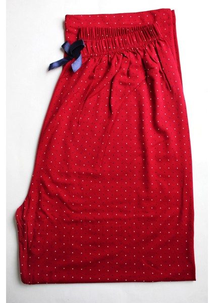 Kırmızı Puanlı Büyük Beden Pijama Altı %100 Modal Ince Yazlık Esnek Kumaş Modern Estetik