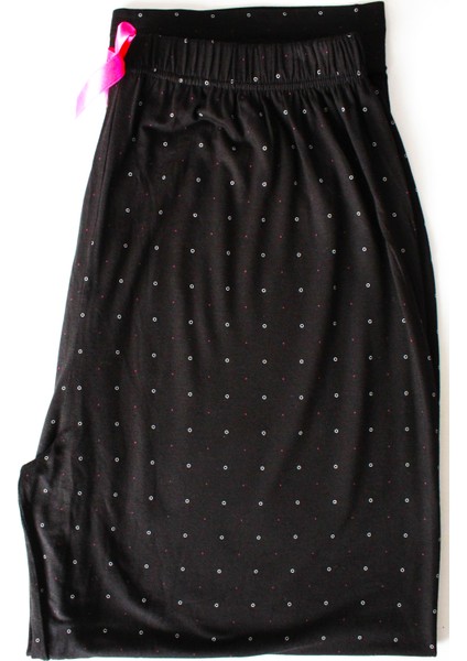 Büyük Beden Pijama Altı Modal Kumaş Modern Estetik Puantiyeli Siyah Battal Boy fiyatları