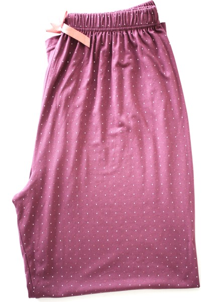 Büyük Beden Pijama Altı Modal Kumaş Modern Estetik Mor Kadın Pijama Altı