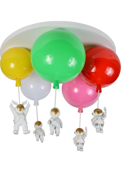 Sarı Kırmızı Yeşil Beyaz Pembe Balon Avize - Balonlu Avize - Uzay Astronot Avize - Astronotlu Avize