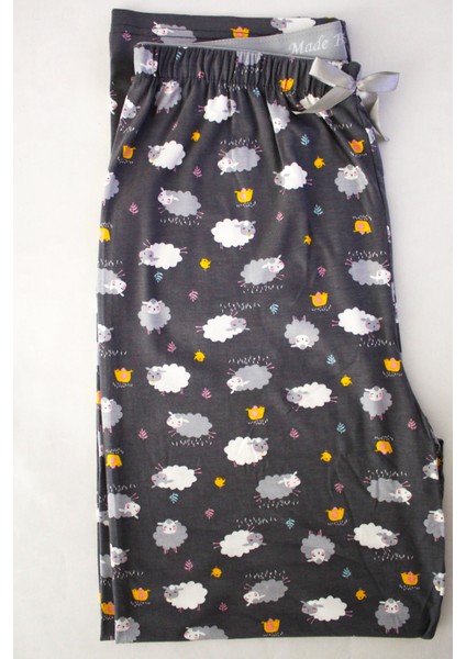 Ev Giyim Pijama Altı Yüksek Bel %100 Modal Kumaş Kuzu Desenli Pudra Renk Modern Estetik fiyatları