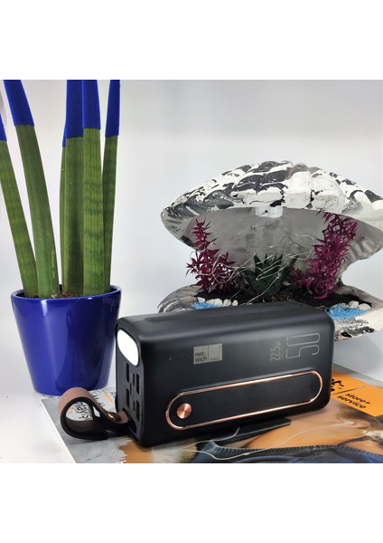 50 Binlik Powerbank Micro+Type-C+Usb 4 Çıkışlı+Pd 22.5W Hızlı Şarj Desteği+Led Pil Gösterge+Fener