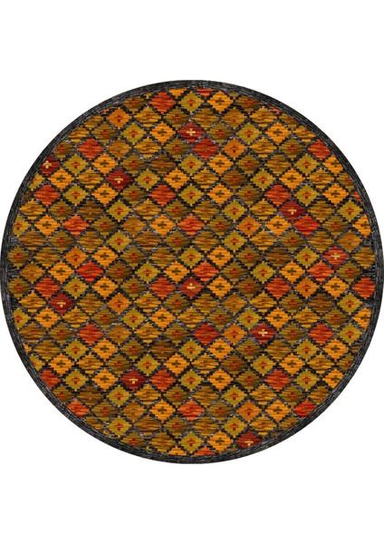 Home Kilim Desen Pamuk Taban Baskılı Yuvarlak Halı
