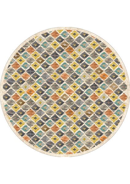 Home Kilim Desen Pamuk Taban Baskılı Yuvarlak Halı