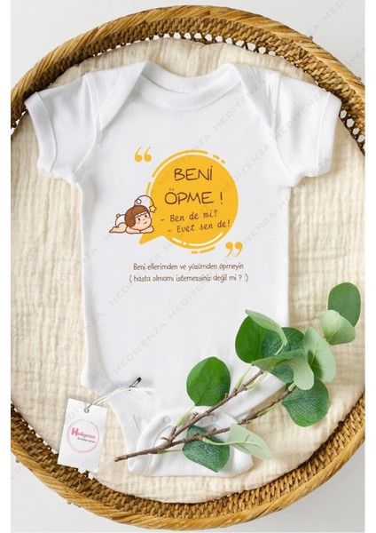 Beni Öpme Özel Tasarım Bebek Zıbın Pamuklu Çıtçıtlı Body