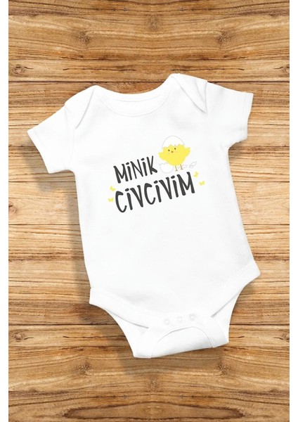 Minik Civcivim Özel Tasarım Bebek Zıbın Pamuklu Çıtçıtlı Body