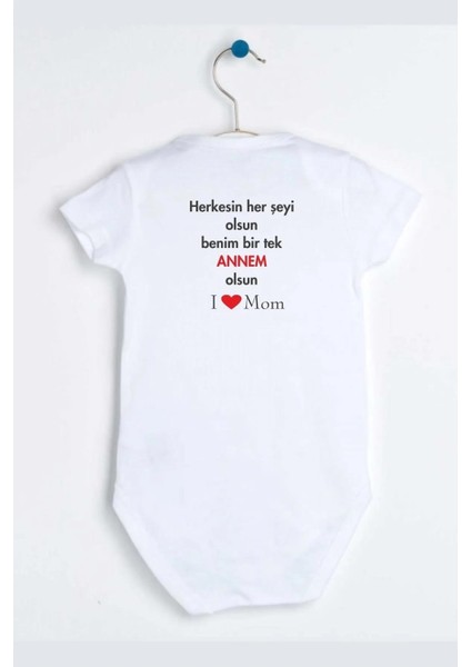Bir Tek Annem Olsun Özel Tasarım Bebek Zıbın Pamuklu Çıtçıtlı Body