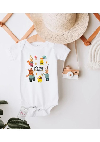 Autumn Vibes Özel Tasarım Bebek Zıbın Pamuklu Çıtçıtlı Body