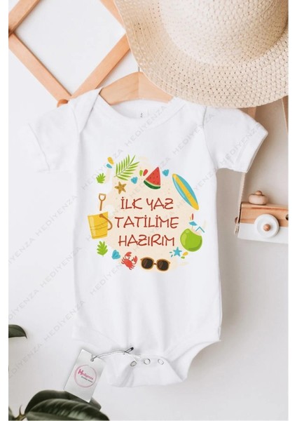 Ilk Yaz Tatilime Hazırım Özel Tasarım Bebek Zıbın Pamuklu Çıtçıtlı Body