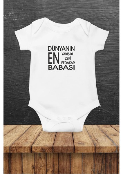 En Babası Özel Tasarım Bebek Zıbın Pamuklu Çıtçıtlı Body