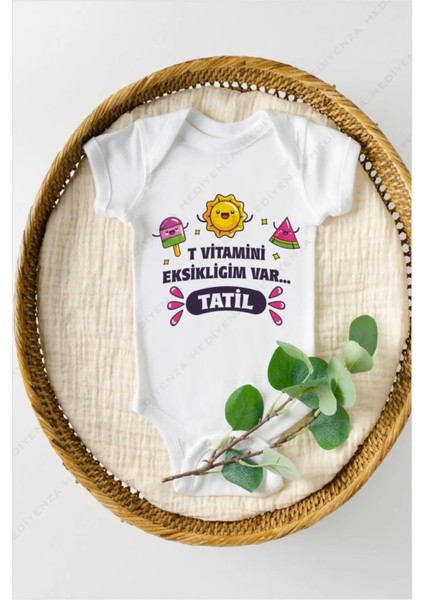 T Vitamini Eksikliğim Var Özel Tasarım Bebek Zıbın Pamuklu Çıtçıtlı Body
