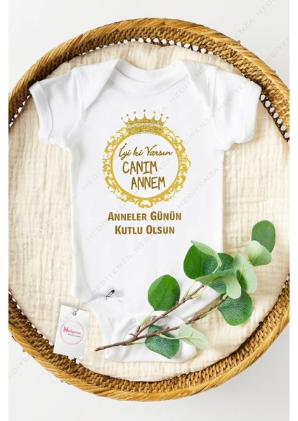 Canım Annem Anneler Günü Özel Tasarım Bebek Zıbın Pamuklu Çıtçıtlı Body