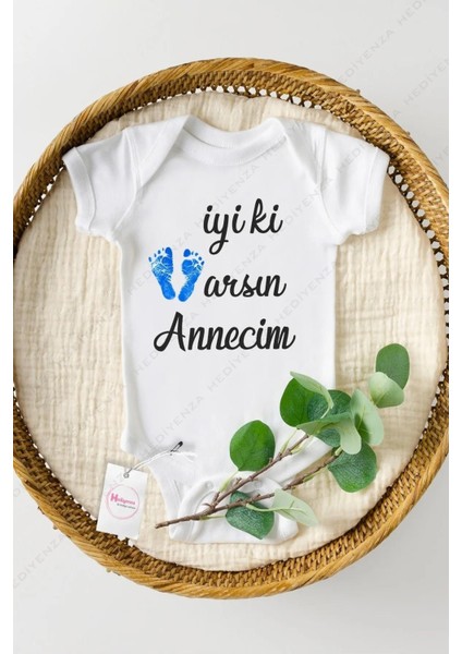 Iyi Ki Varsın Annecim Özel Tasarım Bebek Zıbın Pamuklu Çıtçıtlı Body
