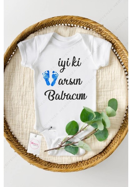 Iyi Ki Varsın Babacım Özel Tasarım Bebek Zıbın Pamuklu Çıtçıtlı Body