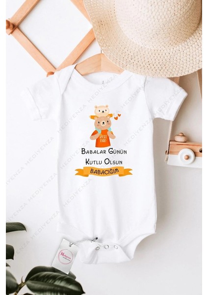 Babalar Günün Kutlu Olsun Babacığım Özel Tasarım Bebek Zıbın Pamuklu Çıtçıtlı Body