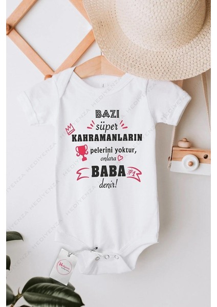 Süper Kahraman Baba Özel Tasarım Bebek Zıbın Pamuklu Çıtçıtlı Body