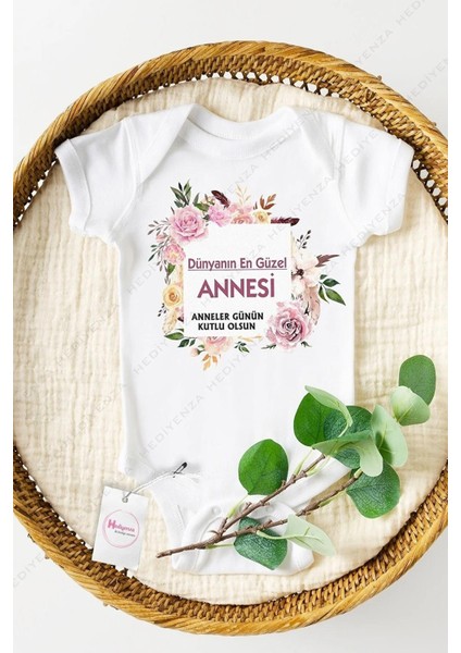 Dünyanın En Güzel Annesi Anneler Günü Özel Tasarım Bebek Zıbın Pamuklu Çıtçıtlı Body