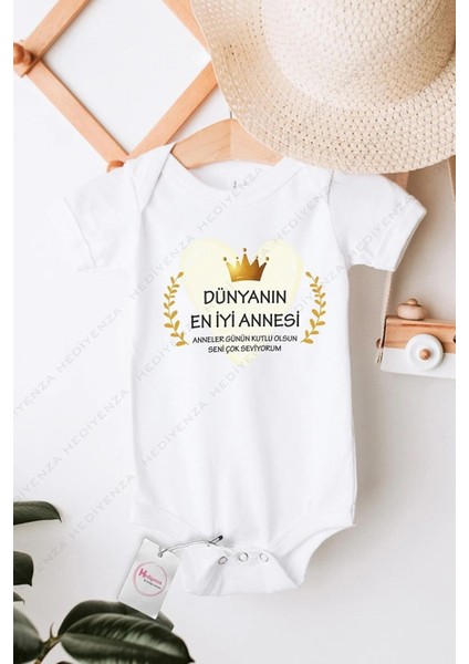 Dünyanın En Iyi Annesi Anneler Günü Özel Tasarım Bebek Zıbın Pamuklu Çıtçıtlı Body