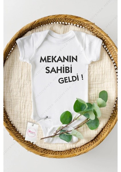 Mekanın Sahibi Geldi Özel Tasarım Bebek Zıbın Pamuklu Çıtçıtlı Body