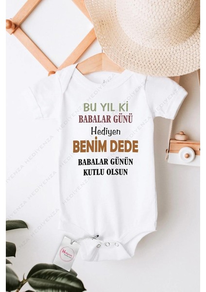 Bu Yılki Babalar Günü Hediyen Benim Dede Özel Tasarım Bebek Zıbın Pamuklu Çıtçıtlı Body