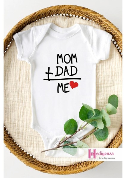 Mom Dad Me Özel Tasarım Bebek Zıbın Pamuklu Çıtçıtlı Body