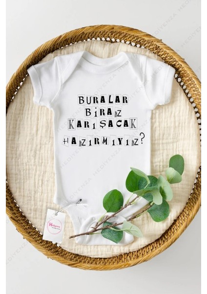 Buralar Biraz Karışacak Özel Tasarım Bebek Zıbın Pamuklu Çıtçıtlı Body