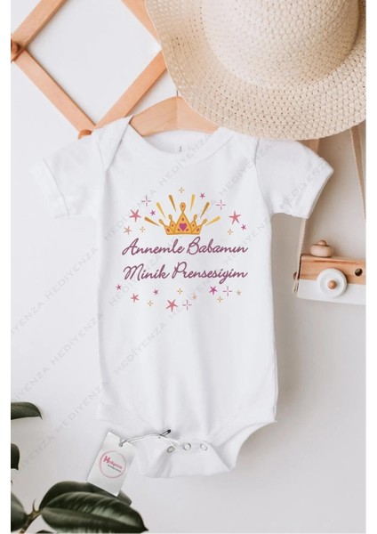 Minik Prensesiyim Özel Tasarım Bebek Zıbın Pamuklu Çıtçıtlı Body