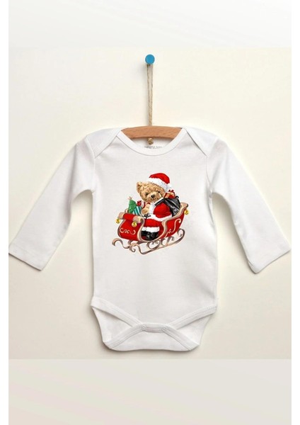 Teddy Bear Christmas Özel Tasarım Bebek Zıbın Pamuklu Çıtçıtlı Body