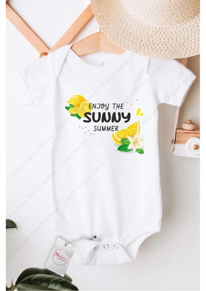 Enjoy The Sunnnny Summer Özel Tasarım Bebek Zıbın Pamuklu Çıtçıtlı Body
