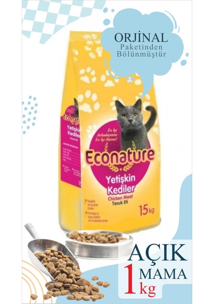 1 kg Vakumlu Poşet Econature Yetişkin Tavuklu Kedi Maması