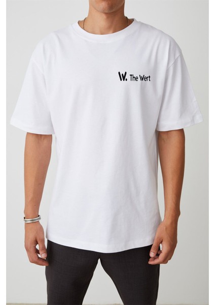 Ünisex Eller Baskılı Beyaz Oversize Tshirt modelleri