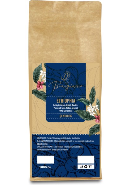 Ethiophia Çekirdek Kahve 1000 Gr