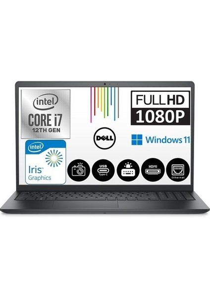 Inspiron 3520 Intel Core I7 1255U 32 GB 512 GB SSD Windows 11 Pro 15.6" Fhd Taşınabilir Bilgisayar I35201013UCB2