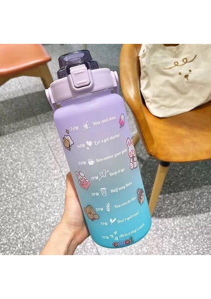 Motivasyonel Su Matarası Su Şişesi Suluk 2l Su Şişesi Bpa Içermez Suluk