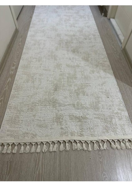 Jel Kaymaz Halı Asos Nevra Krem Kaymaz Taban Yolluk Yıkanabilir Halı Krem Düğüm Saçaklı fiyatları