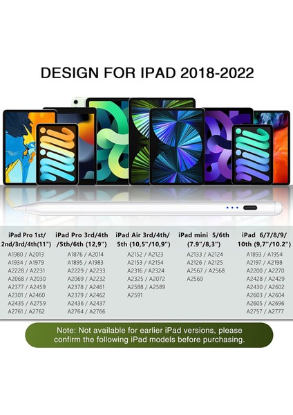iPad 2018 ve Sonrası Stylus Kalem Eğim Hassasiyetli Avuç Içi Redli Apple Kalem