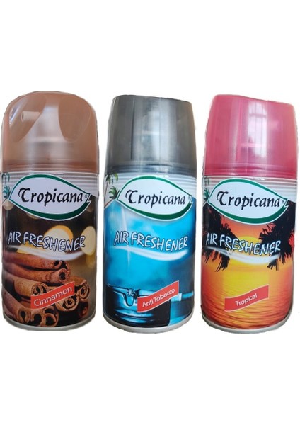 Air Freshener Oda Kokusu Cinnamon Tarçın Anti Tobacco Tropical Koku Parfüm Sprey 260 ml x 3 Adet