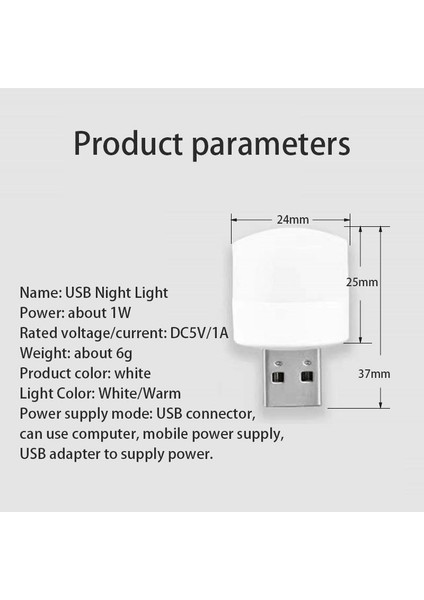 1W USB Mini LED Lamba Beyaz