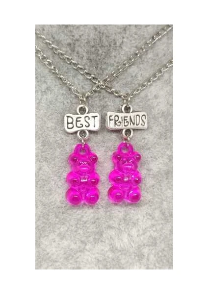 Tuna Takı & Aksesuar Jelibon Ayıcıklar Arkadaşlık Bff Best Friends Kolyesi Zincirli Model 2. Çocuk Genç Kolye.