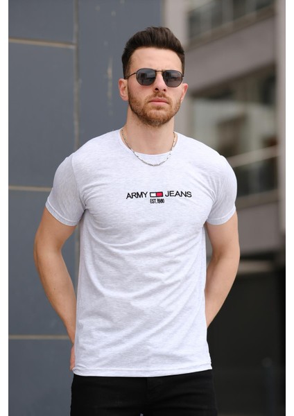 Army Nakışlı Slim Fit Likralı Erkek Tshirt fırsatları