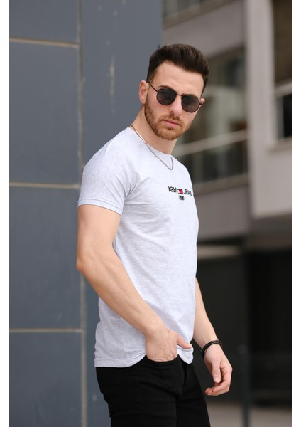 Army Nakışlı Slim Fit Likralı Erkek Tshirt indirimleri
