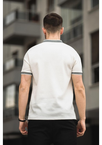 Fabre Petek Desen Fermuarlı Kolej Yaka Erkek Tshirt modelleri