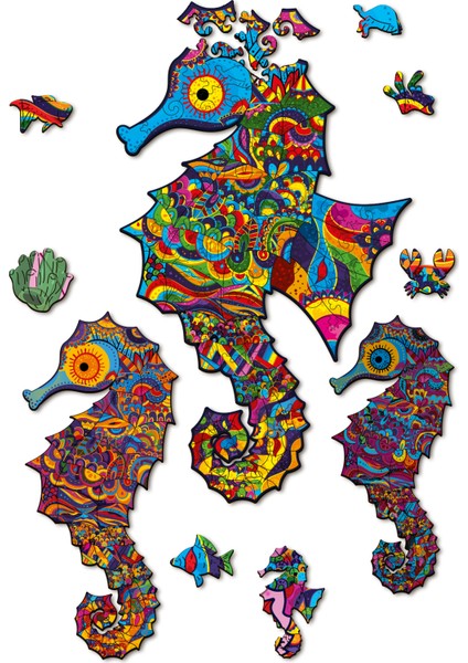 Benzirsiz Şekelli Yabpoz Ahşap Puzzle 20X32CM 212 Adet Deniz Ati Seti MP-DA007