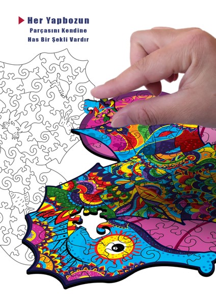 Benzirsiz Şekelli Yabpoz Ahşap Puzzle 20X32CM 212 Adet Deniz Ati Seti MP-DA007