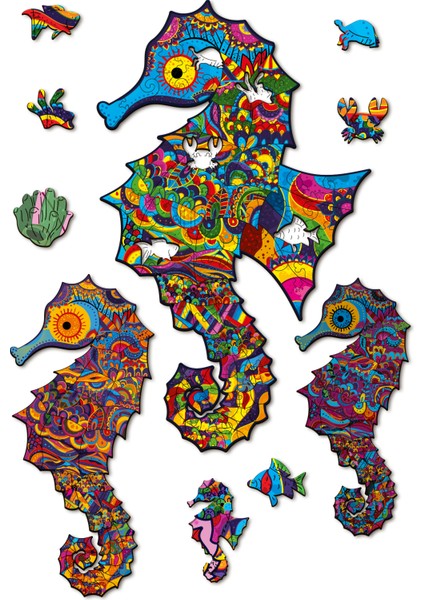 Benzirsiz Şekelli Yabpoz Ahşap Puzzle 20X32CM 212 Adet Deniz Ati Seti MP-DA007