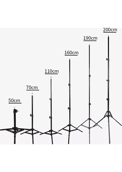 Tripod 2.1 mt 360 Döner Başlıklı Telefon Tutucu Ring Light Metal Işık Stüdyo Lamba Ayağı