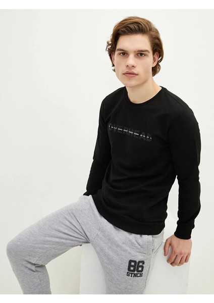 Casual Bisiklet Yaka Uzun Kollu Baskılı Erkek Sweatshirt