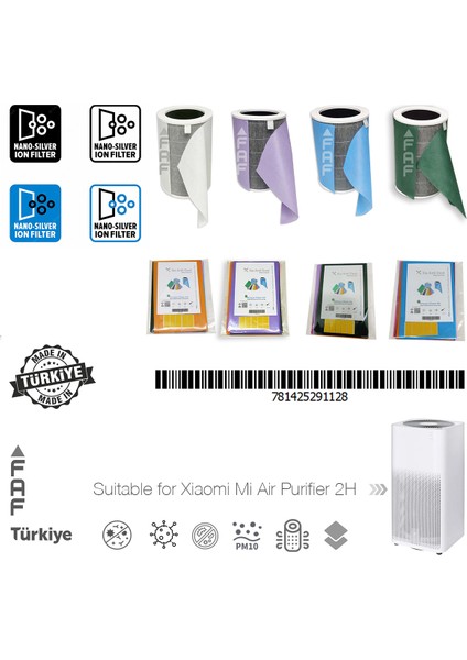 10 Adet Xiaomi Air Purifier 2h Uyumlu Karışık Renkli Toz Tutucu Ön Filtre