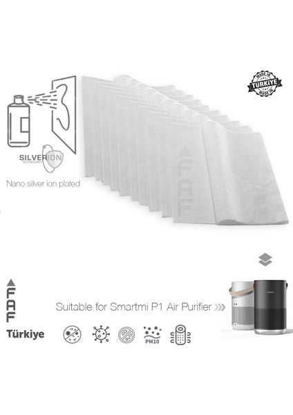 10 Adet Smartmi P1 Air Purifier Uyumlu Elekrostatik Toz Tutucu Beyaz Ön Filtre