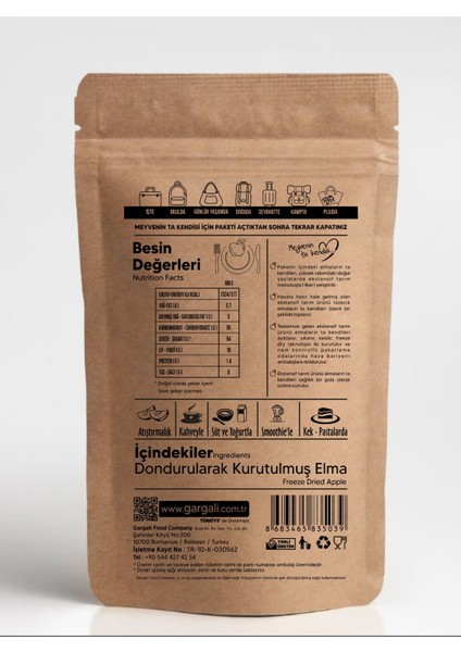 Dondurularak Kurutulmuş Elma Dilimi 6 x 20 gr